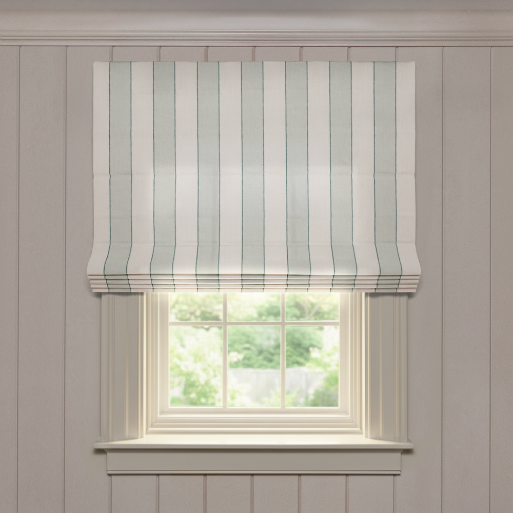  florence eucalyptus custom green striped roman shade: florence eucalyptus | pepper homeon white background