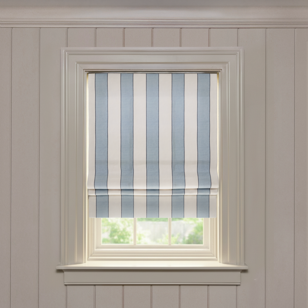  florence harbor custom blue striped roman shade: florence harbor | pepper homeon white background