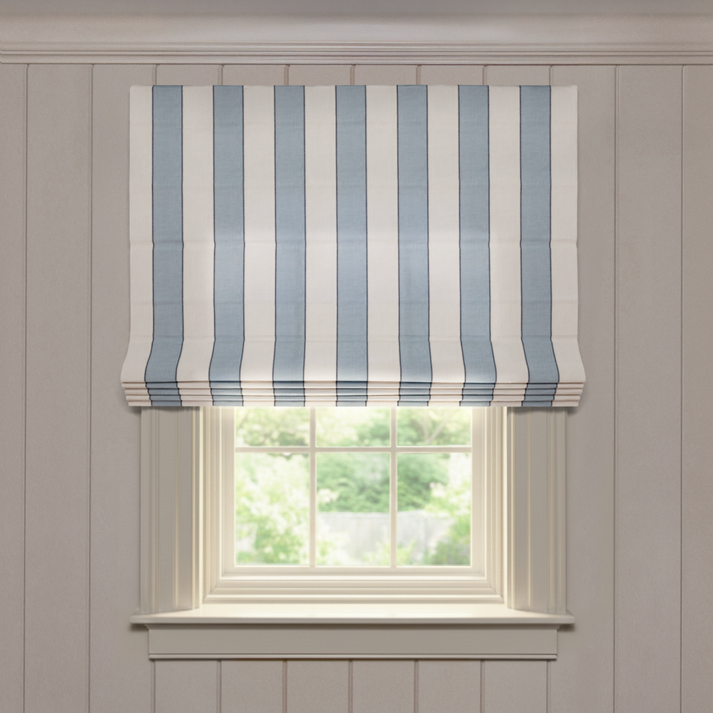  florence harbor custom blue striped roman shade: florence harbor | pepper homeon white background