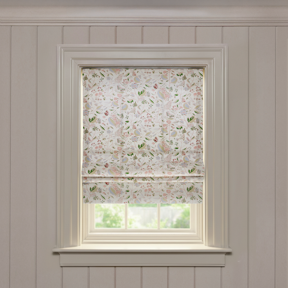  gemma rose custom pink and green roman shade: gemma rose | pepper homeon white background