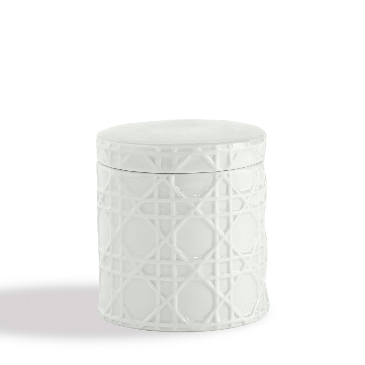 white porcelain rattan pattern cotton jar 