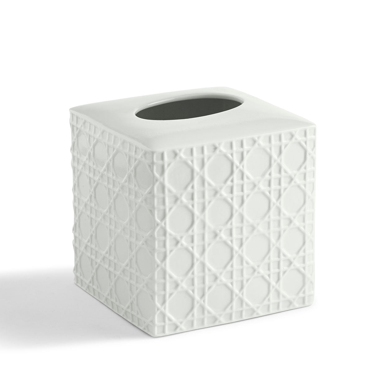 white porcelain rattan pattern tissue holder 