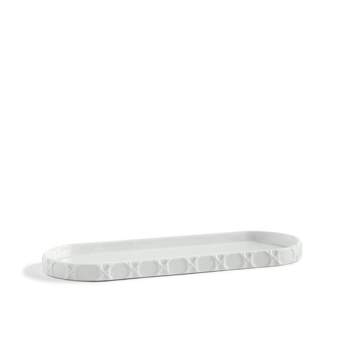 white porcelain rattan pattern tray 