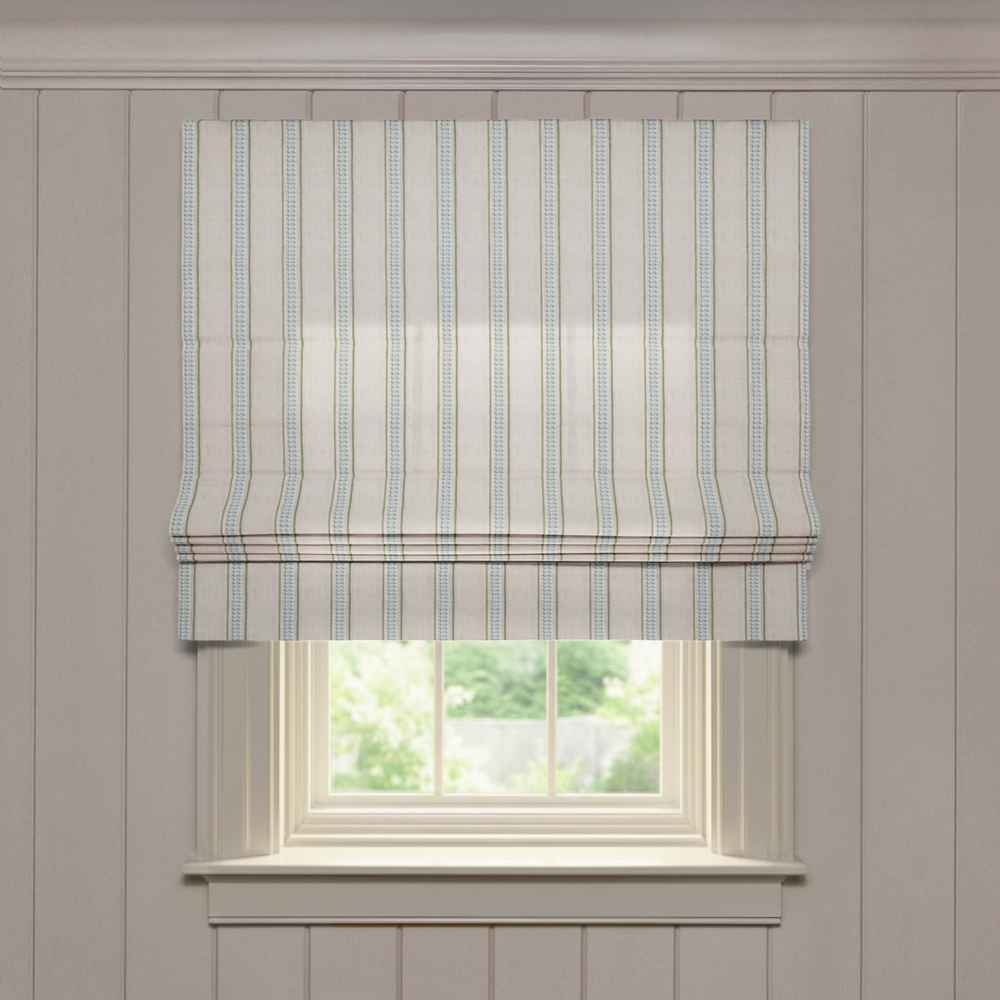  margot fern custom green embroidered roman shade: margot fern | pepper homeon white background