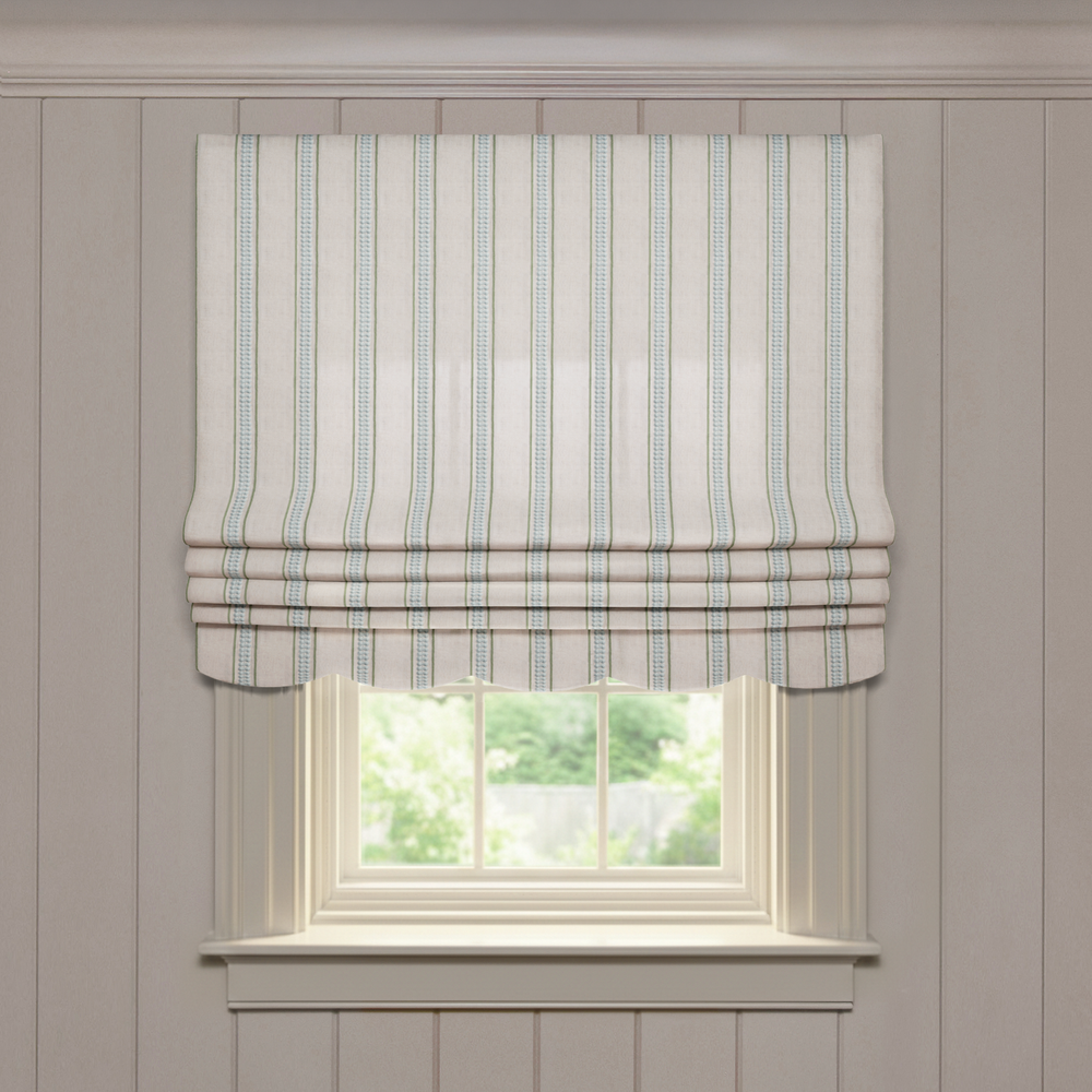  margot fern custom green embroidered roman shade: margot fern | pepper homeon white background