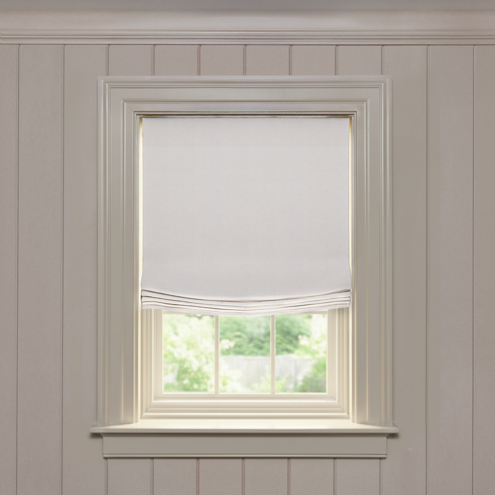 Sand Relaxed roman shade in soft performance woven fabric, made-to-order with short lead times, manufactured in the USA quality design