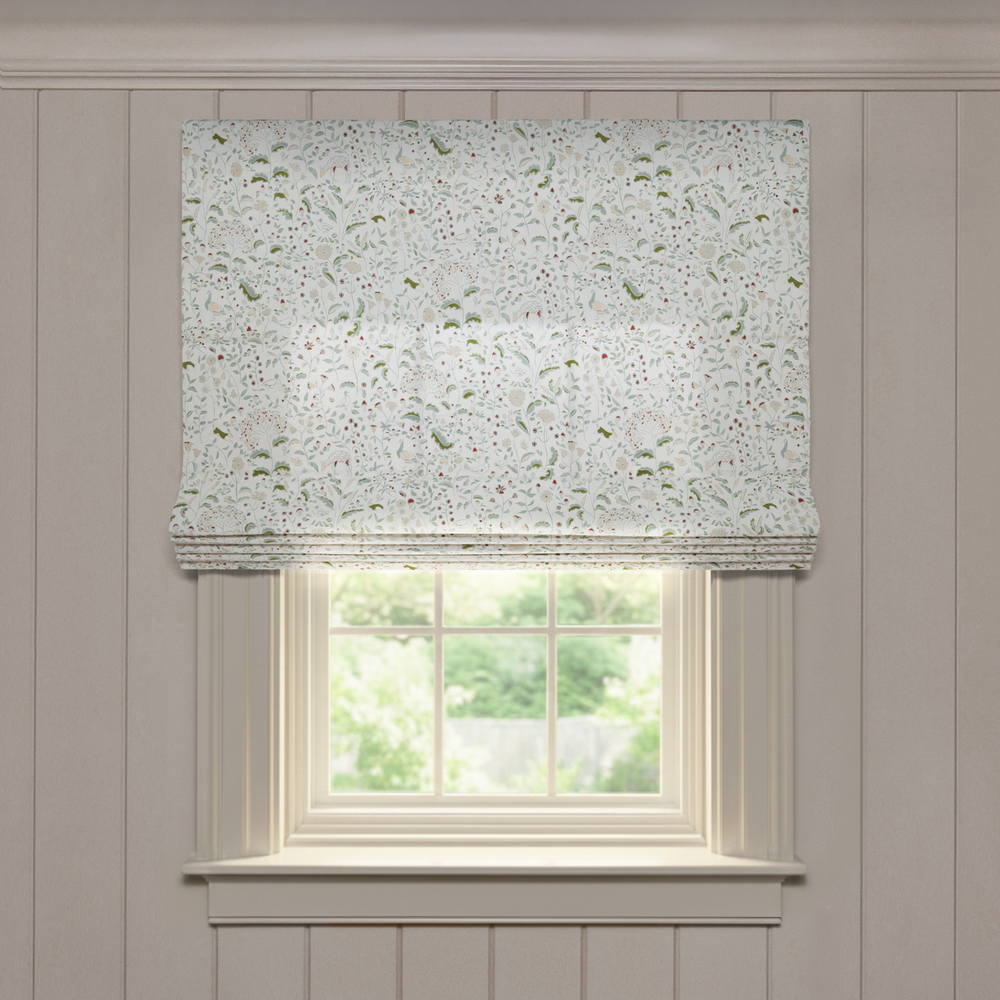  ruby moss custom woodland creatures roman shade: ruby moss | pepper homeon white background