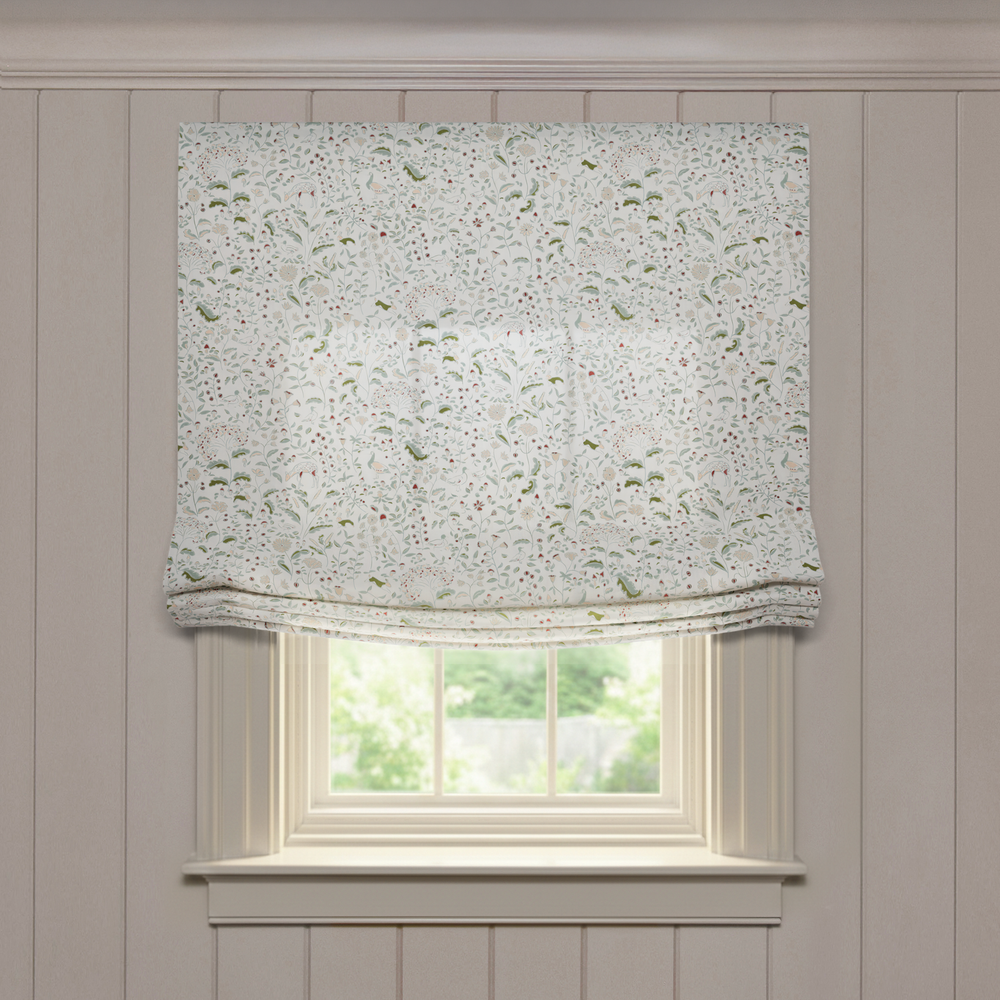  ruby moss custom woodland creatures roman shade: ruby moss | pepper homeon white background