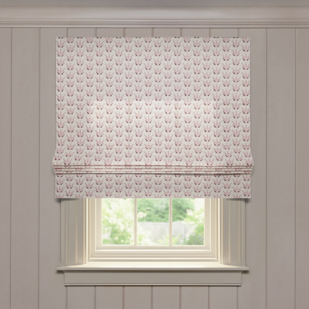  serena pink custom patterned roman shade: serena pink | pepper homeon white background