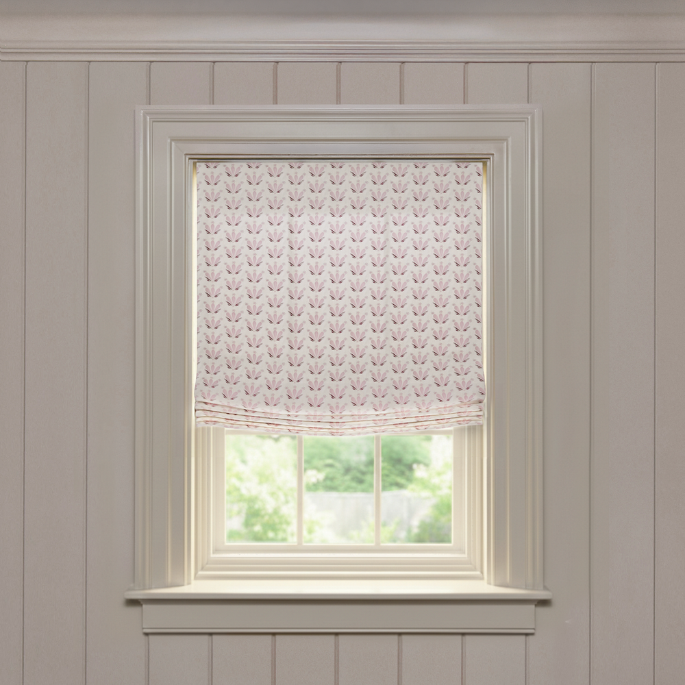  serena pink custom patterned roman shade: serena pink | pepper homeon white background
