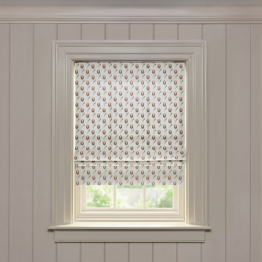  annabelle maroon custom roman shade with tulip motif: annabelle maroon | pepper homeon white background