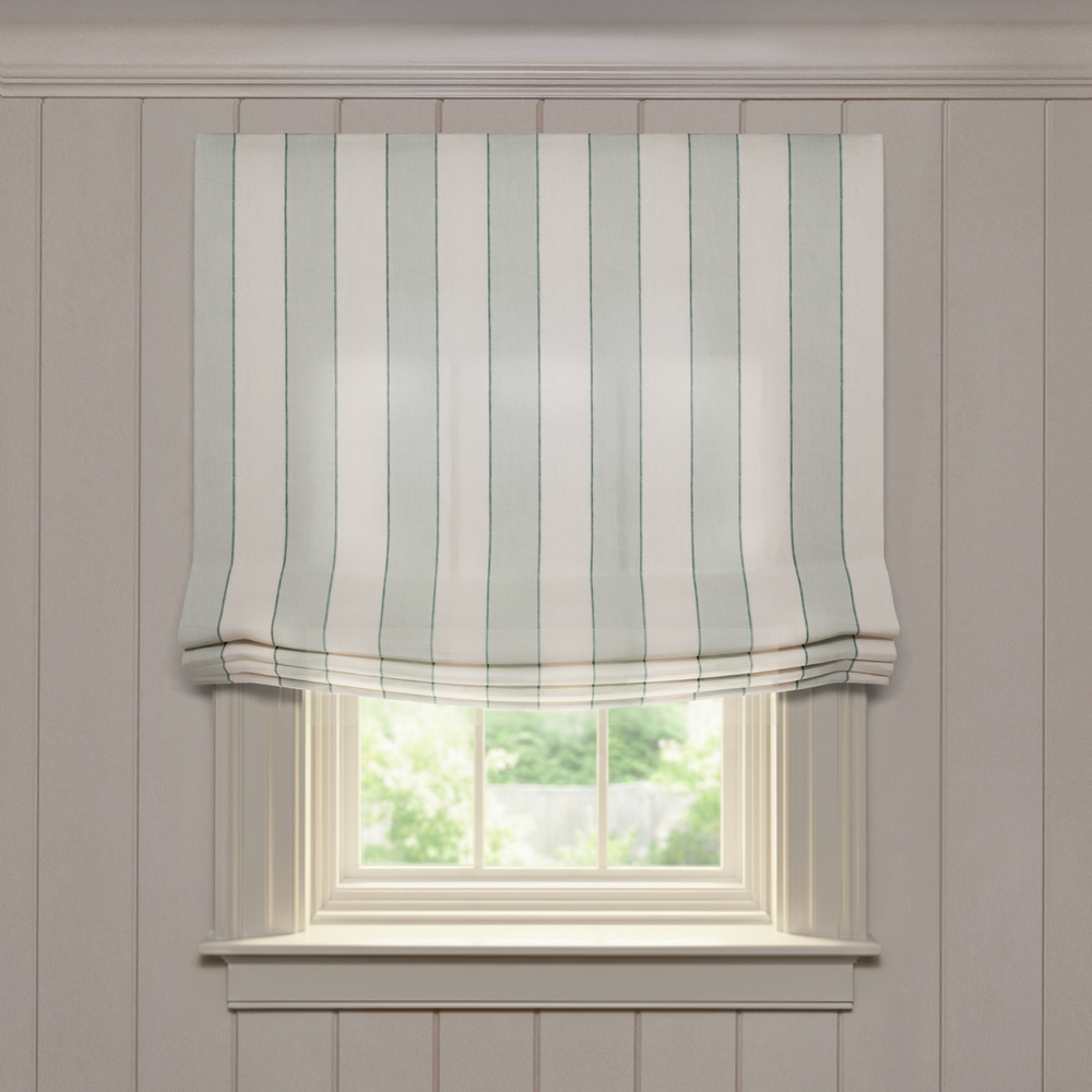  florence eucalyptus custom green striped roman shade: florence eucalyptus | pepper homeon white background