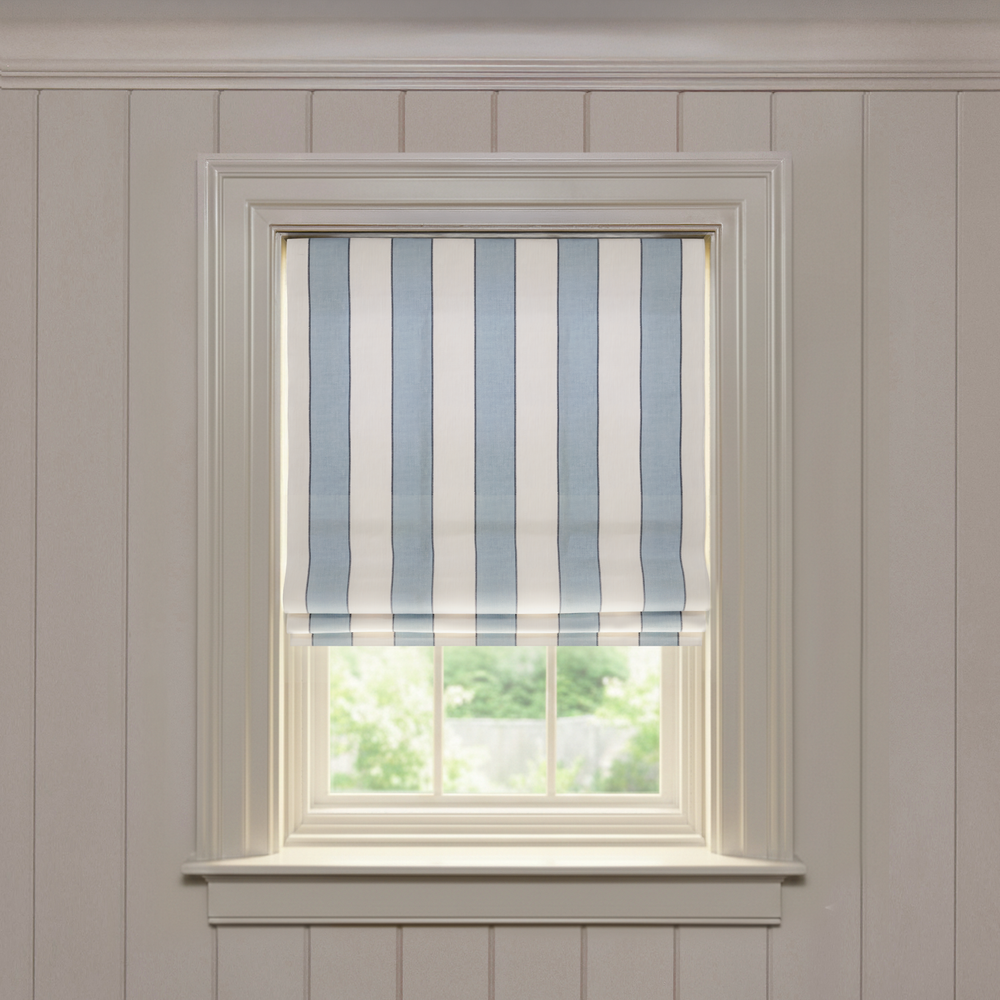  florence harbor custom blue striped roman shade: florence harbor | pepper homeon white background