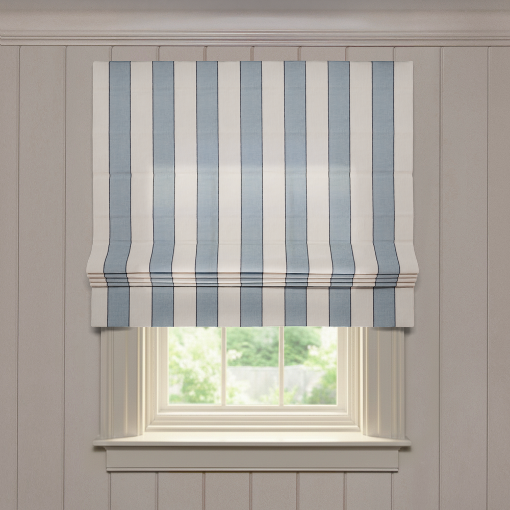  florence harbor custom blue striped roman shade: florence harbor | pepper homeon white background