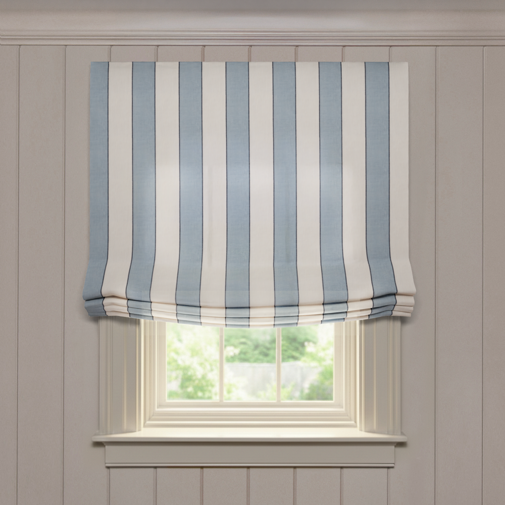  florence harbor custom blue striped roman shade: florence harbor | pepper homeon white background