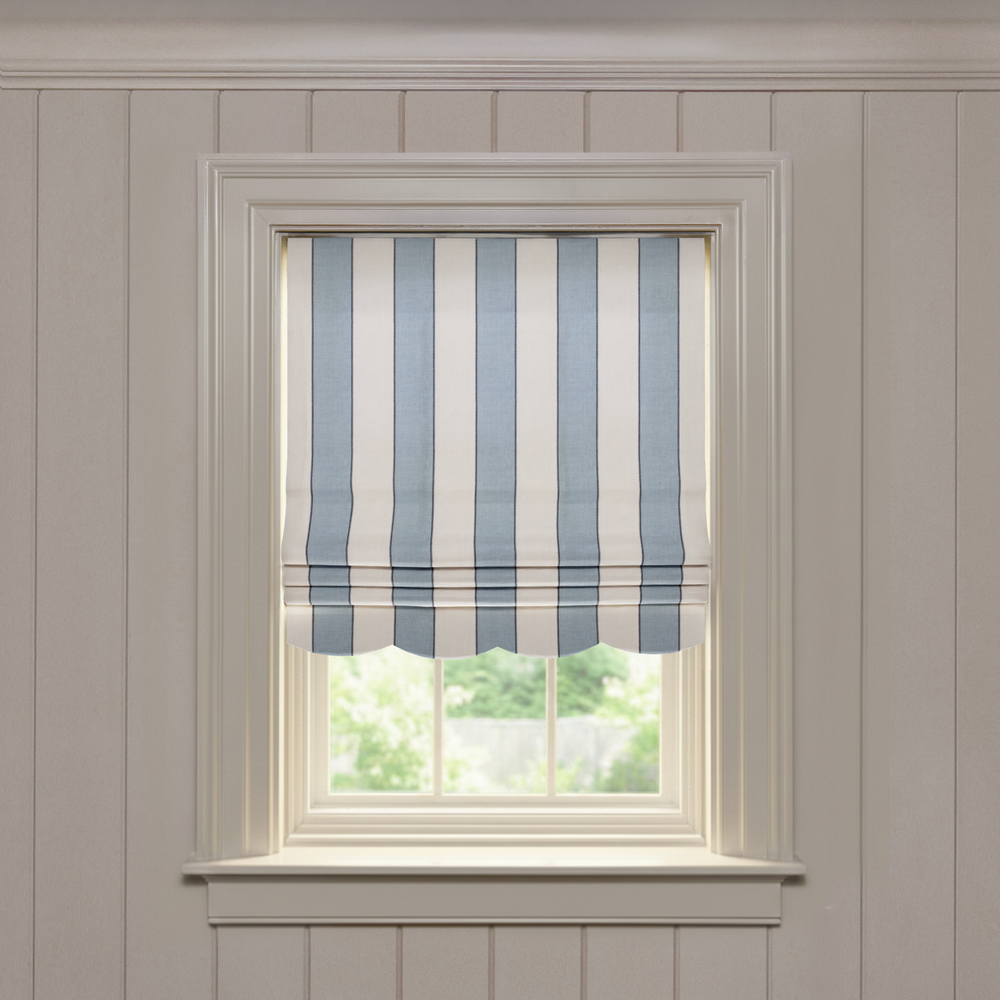  florence harbor custom blue striped roman shade: florence harbor | pepper homeon white background