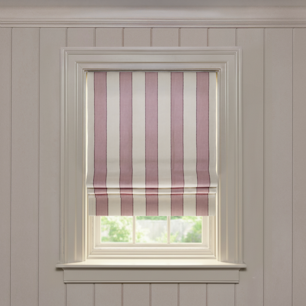  florence rosewood custom rose striped roman shade: florence rosewood | pepper homeon white background