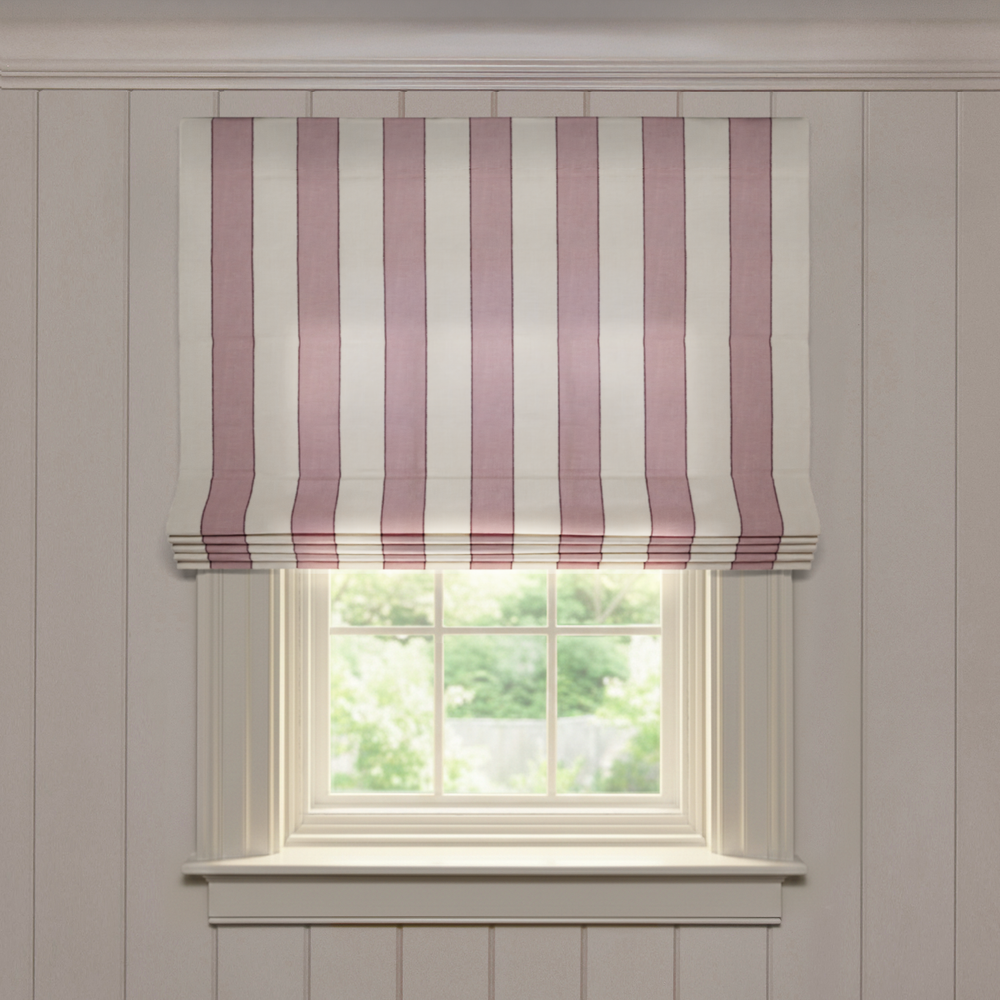  florence rosewood custom rose striped roman shade: florence rosewood | pepper homeon white background