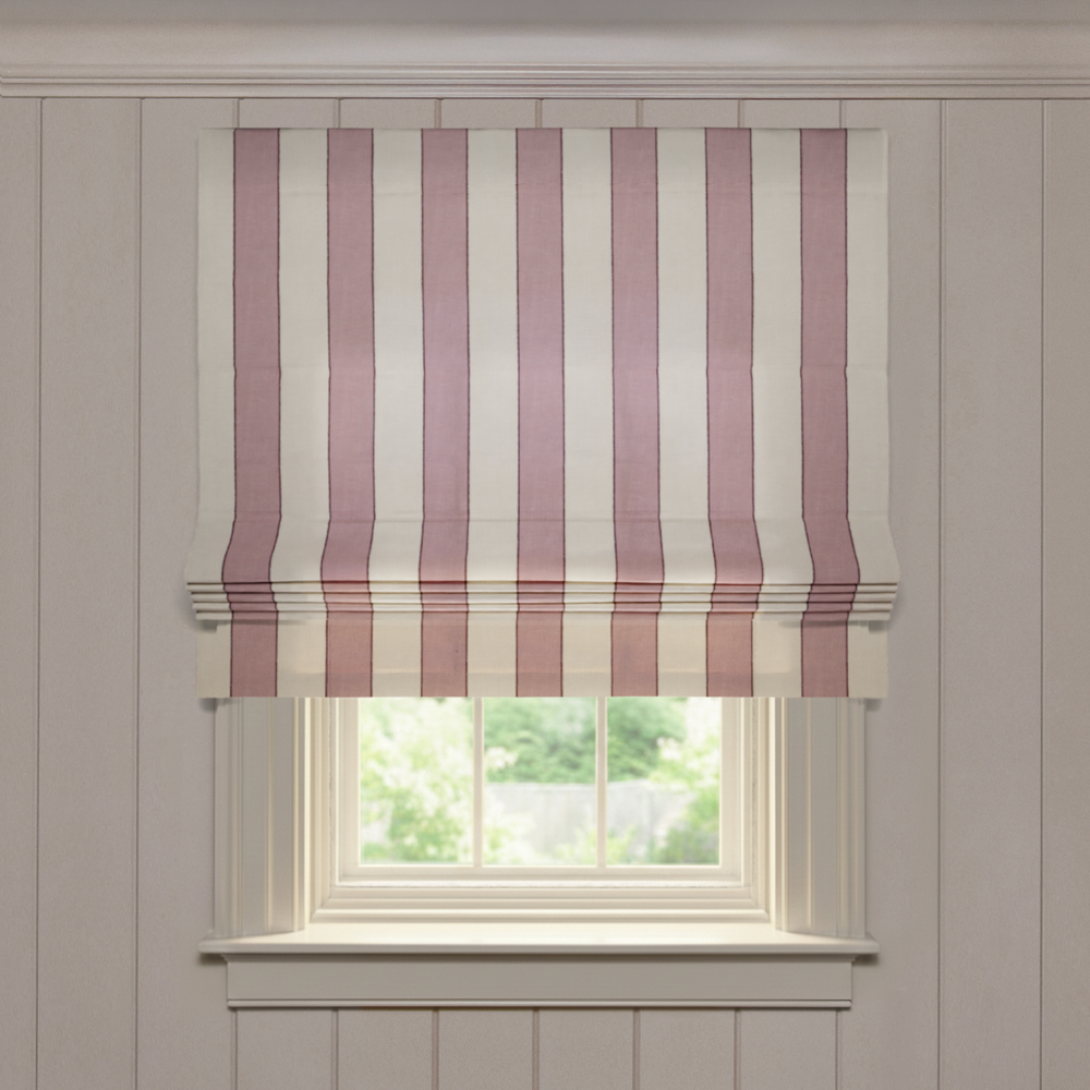  florence rosewood custom rose striped roman shade: florence rosewood | pepper homeon white background