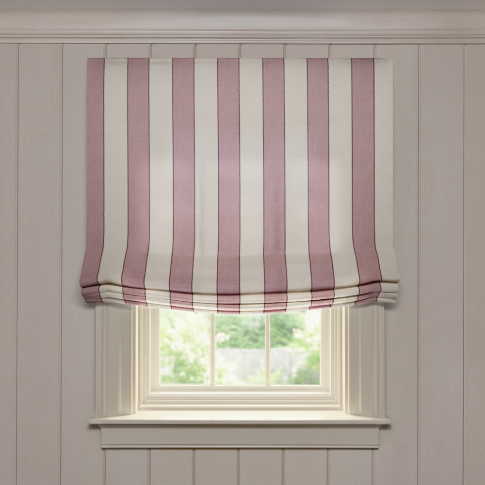  florence rosewood custom rose striped roman shade: florence rosewood | pepper homeon white background