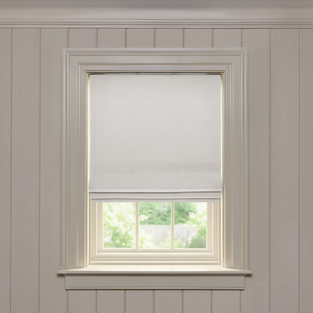 Other Fabric - Premium flat Roman shade in soft neutral linen fabric, custom made-to-order for a polished look