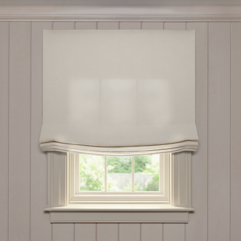  oat custom neutral linen roman shade: oat | pepper homeon white background