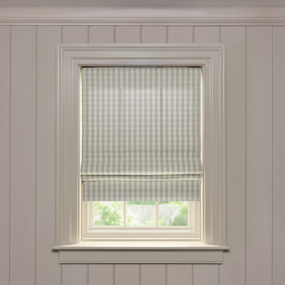  millie sage custom green gingham roman shade: millie sage | pepper homeon white background