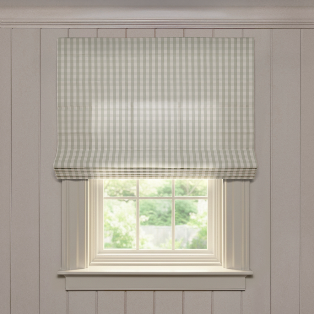  millie sage custom green gingham roman shade: millie sage | pepper homeon white background