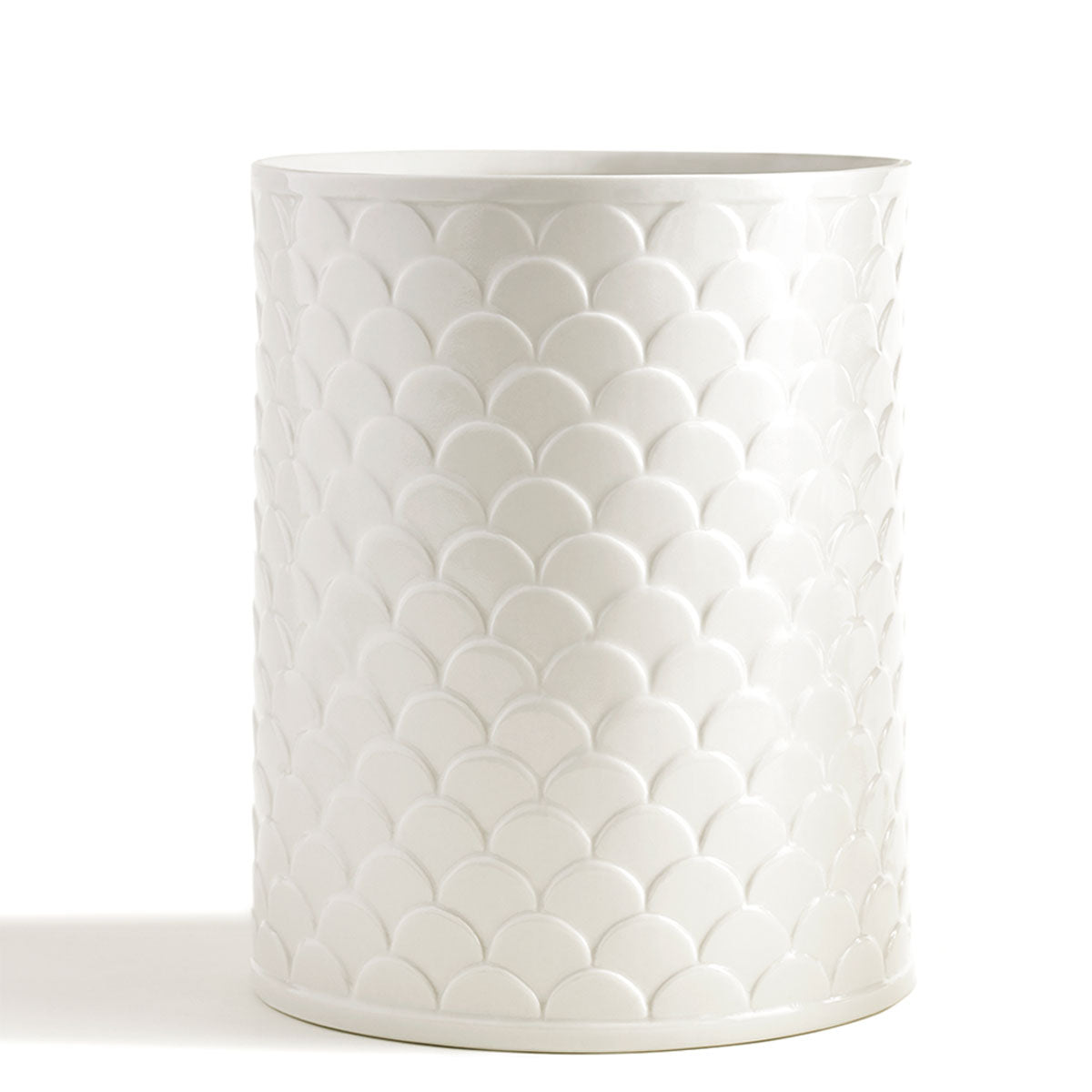 white porcelain scale pattern waste basket  