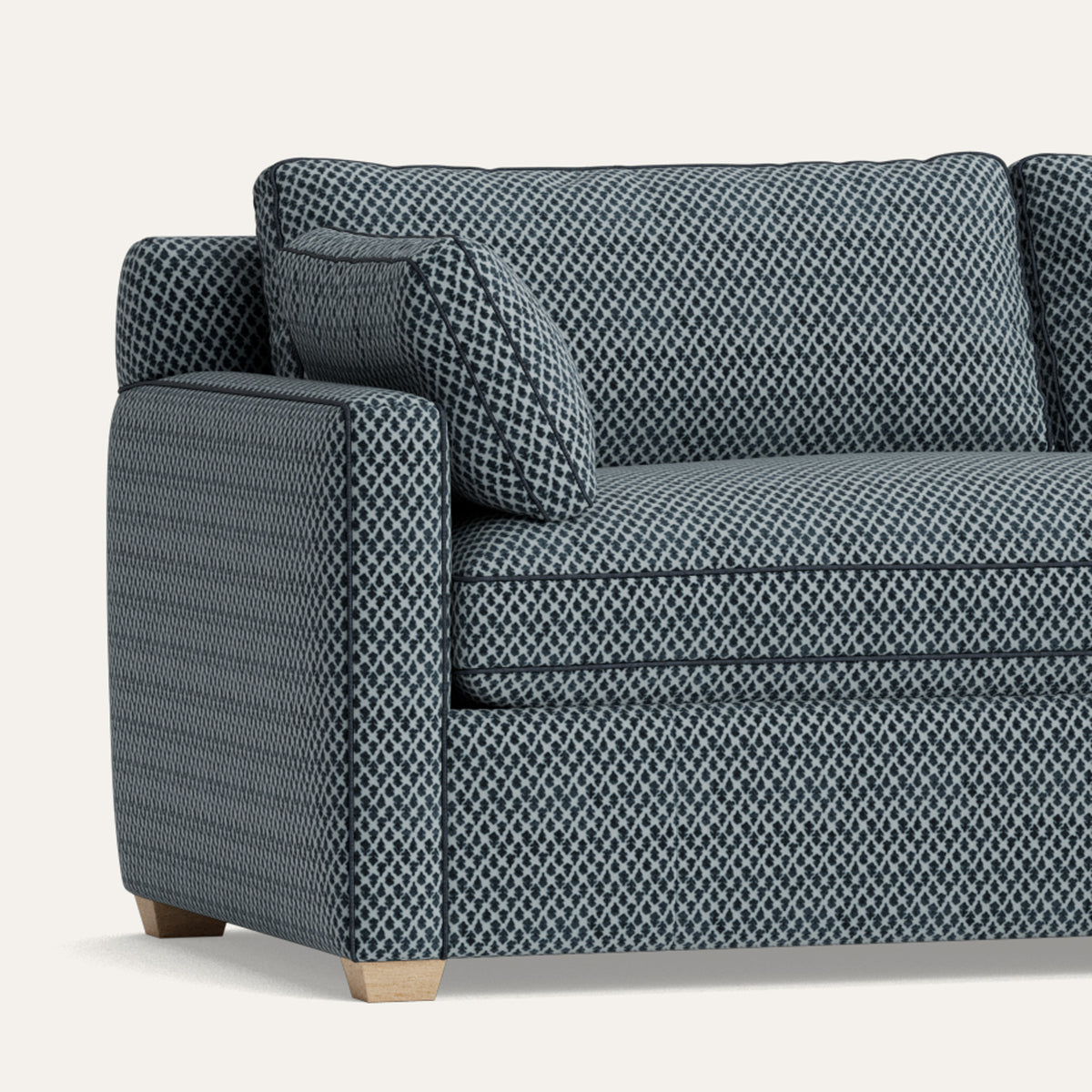 Quinn Aegean patterned sectional, made to order in the USA with short lead times