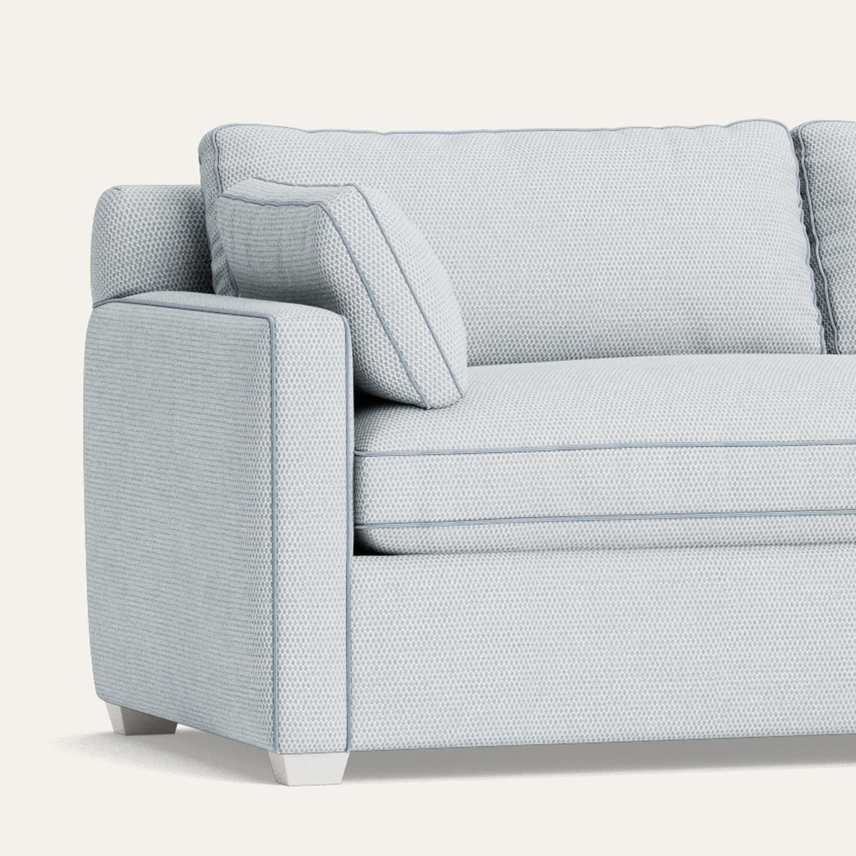 Hadley Sky light blue sectional, made to order and manufactured in the USA with short lead times