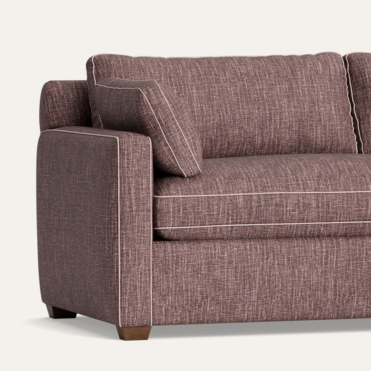 Burgundy sectional, made-to-order in the USA with short lead times
