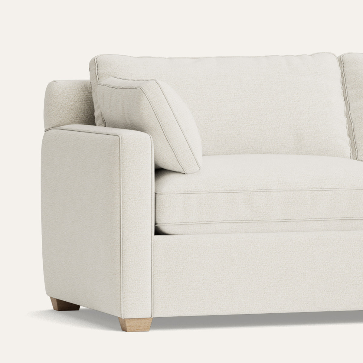 Coconut cream sectional, made to order in the USA with short lead times