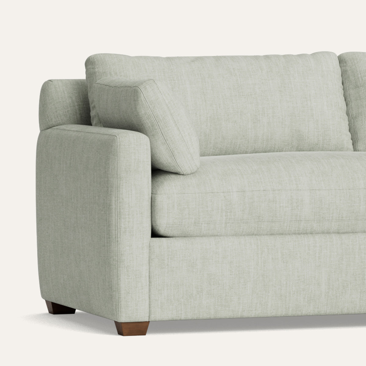 Sea Salt light green sectional made to order in the USA with quick lead times