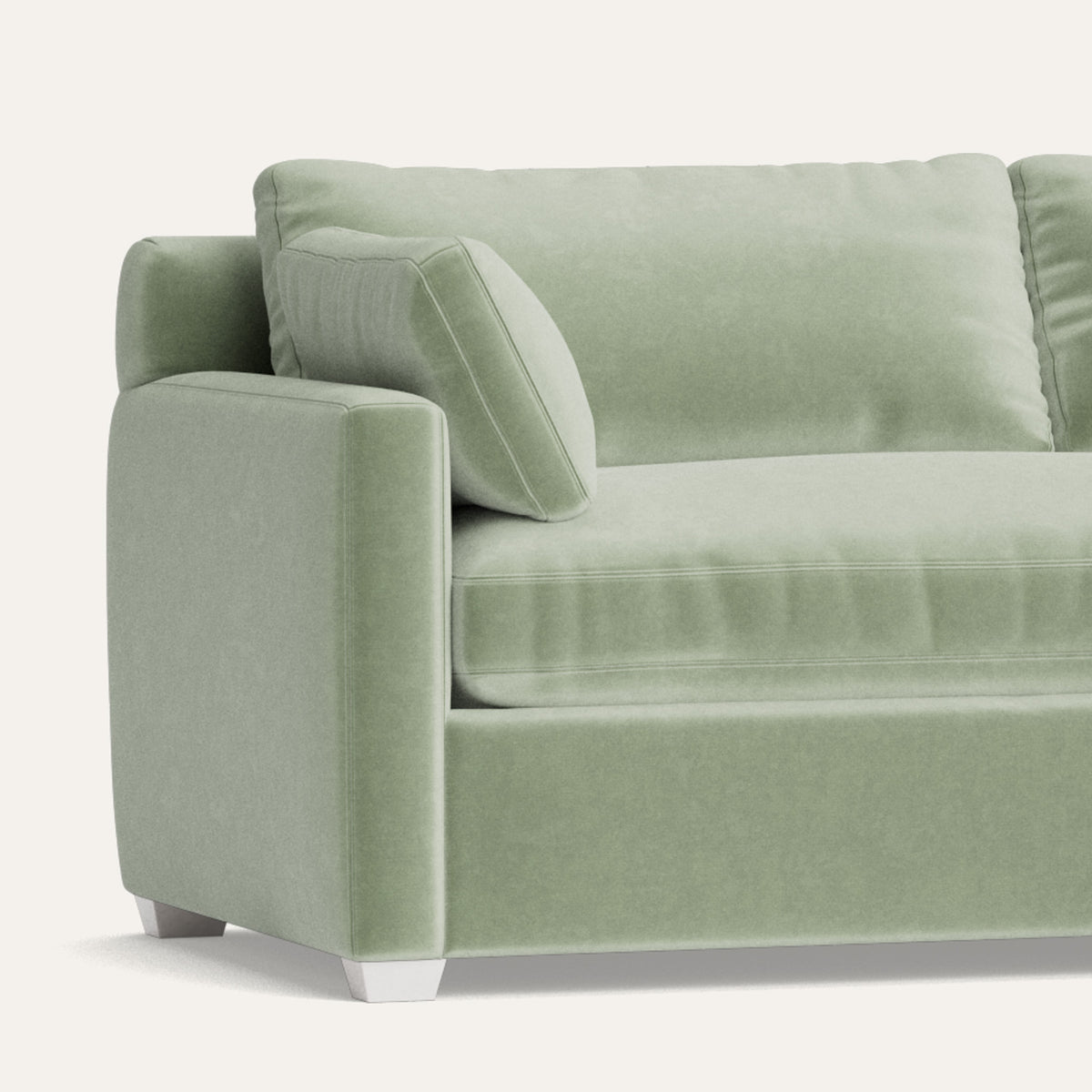 Laurel Velvet green velvet sectional, made to order in the USA with short lead times