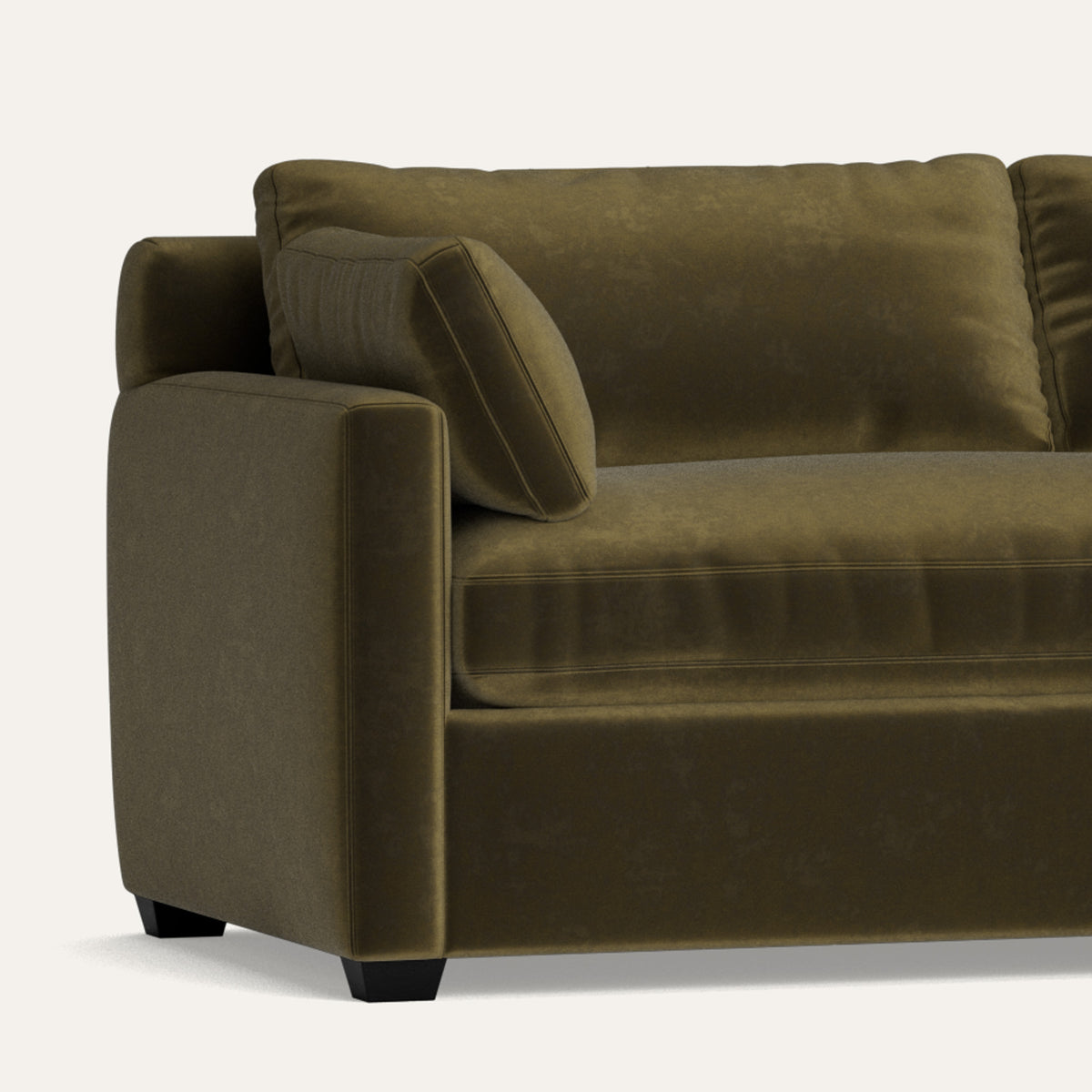 Olive Velvet green velvet sectional, made-to-order and manufactured in the USA with short lead times