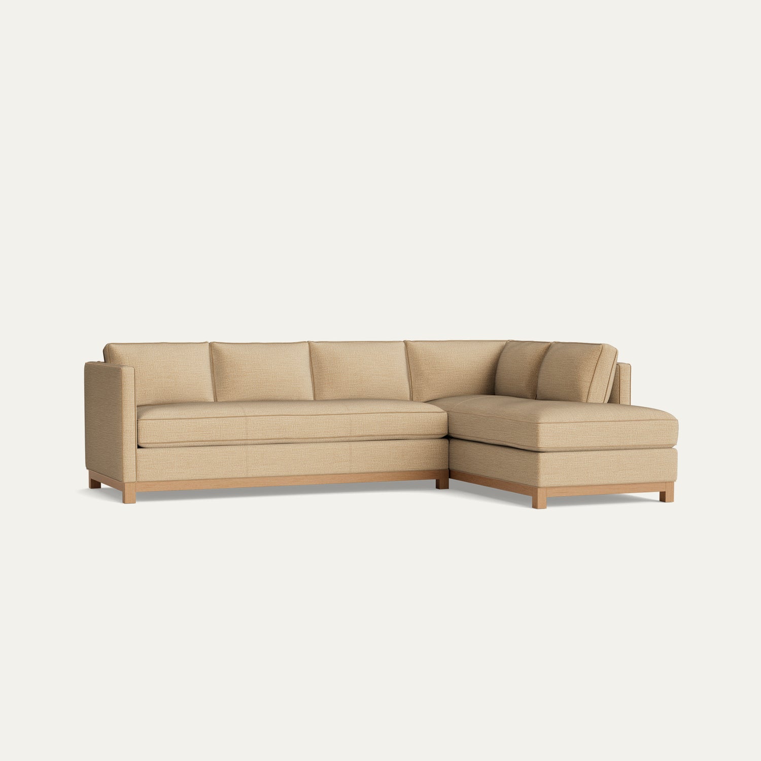 FEATURED: Shown with Right Chaise / Oak Legs / Camel Velvet Welt