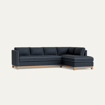 FEATURED: Shown with Right Chaise / Oak Legs / Sky Velvet Welt