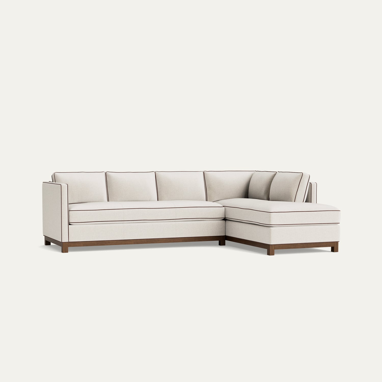 FEATURED: Shown with Right Chaise / Tobacco Legs / Walnut Velvet Welt