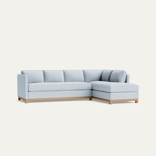 FEATURED: Shown with Right Chaise / Oak Legs / Sky Velvet Welt