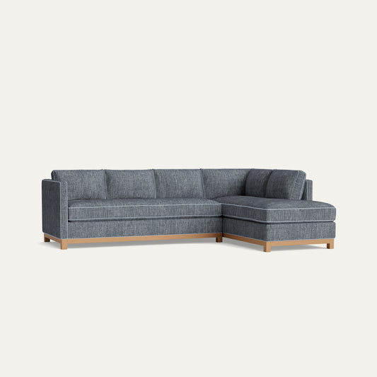 FEATURED: Shown with Right Chaise / Oak Legs / Sky Velvet Welt