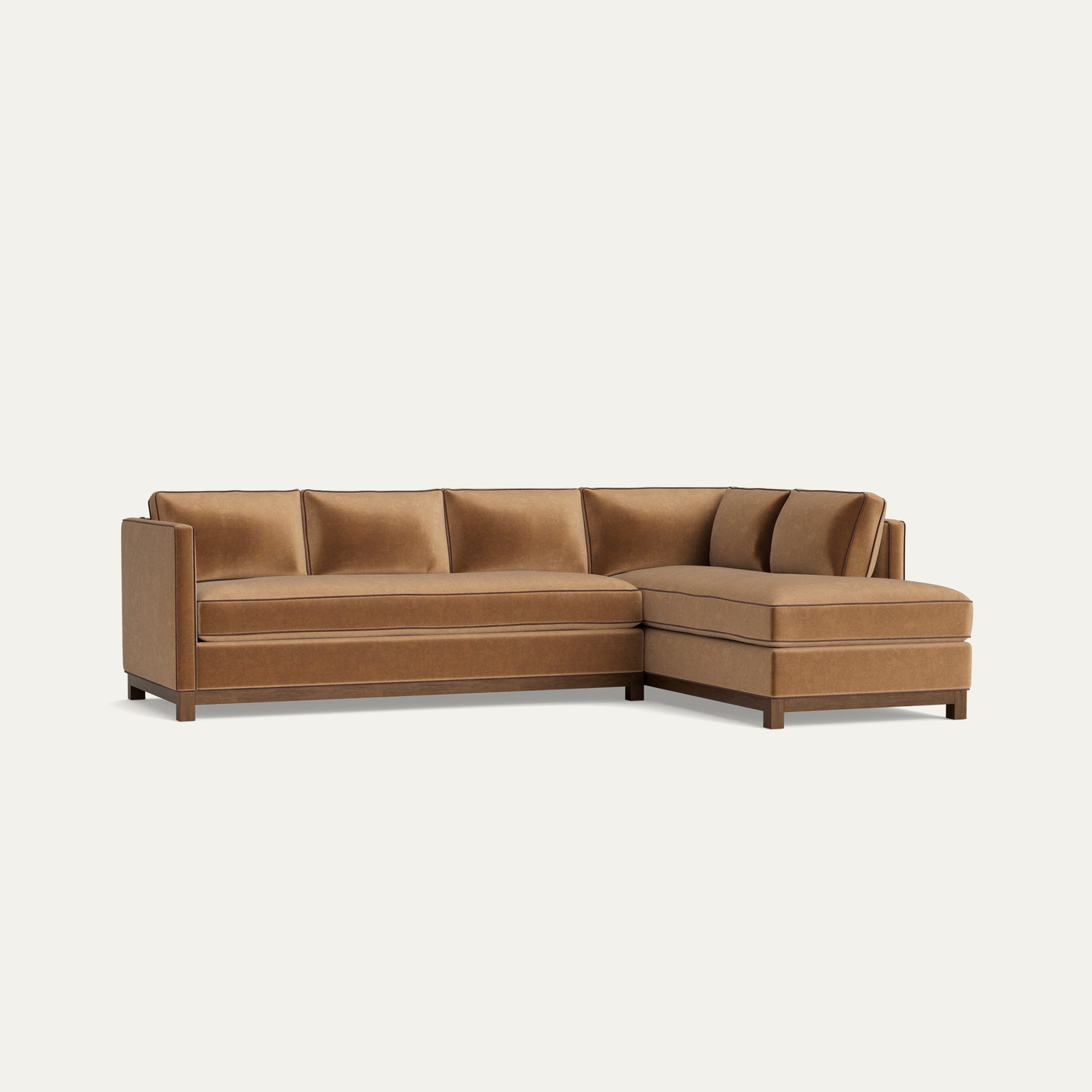 FEATURED: Shown with Right Chaise / Tobacco Legs / Walnut Velvet Welt