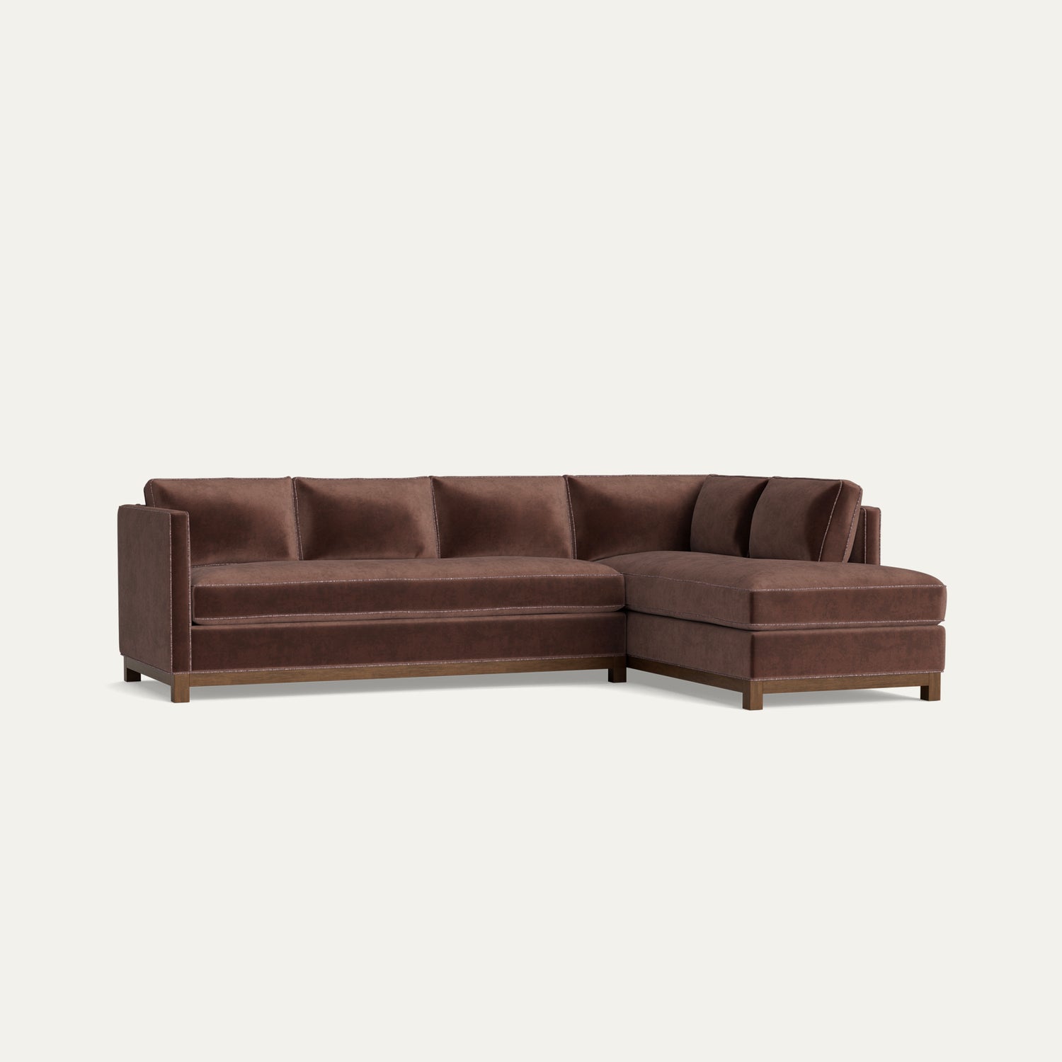 FEATURED: Shown with Right Chaise / Tobacco Legs / Burgundy Welt