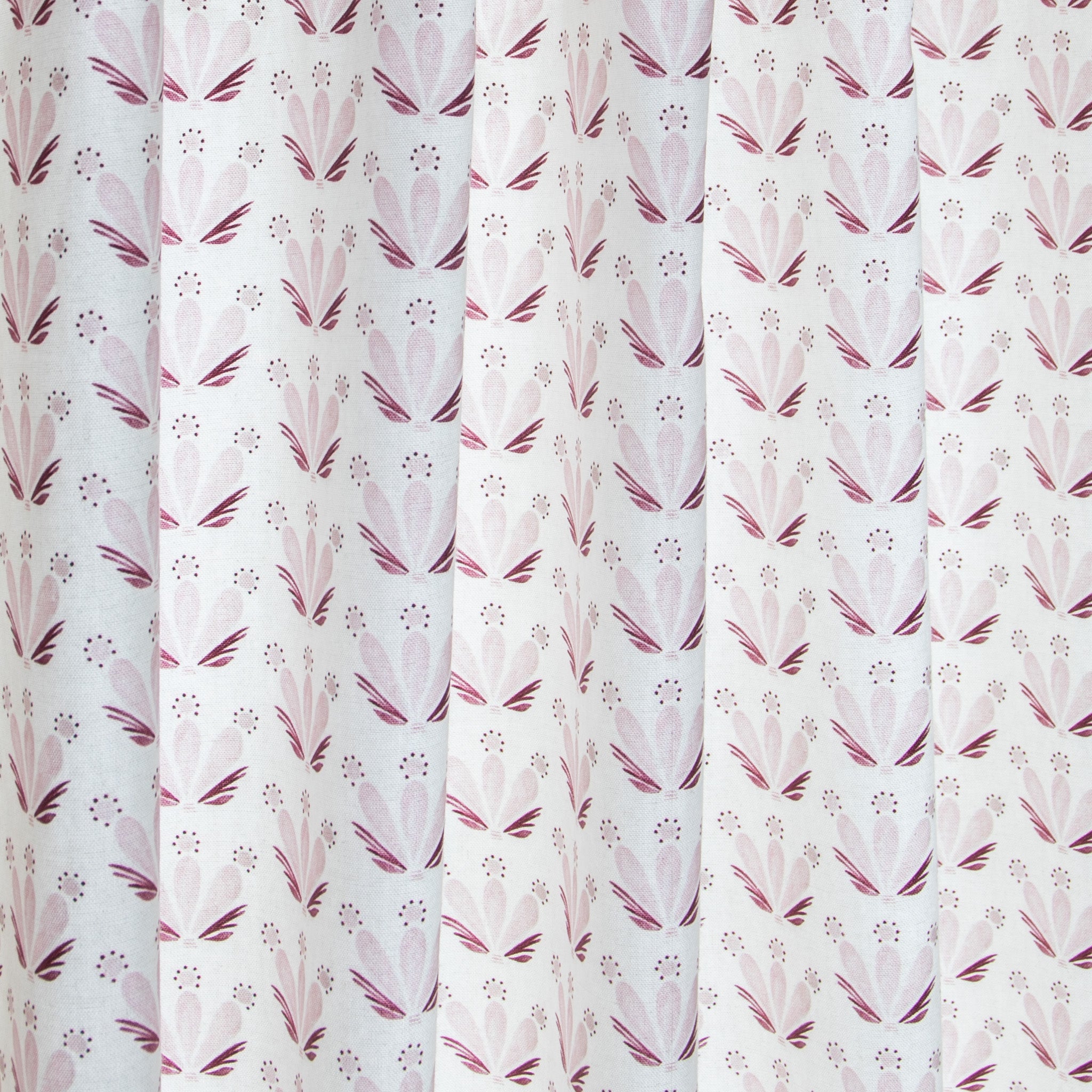 close up of Pink & Burgundy Drop Repeat Floral Printed Cotton curtain 