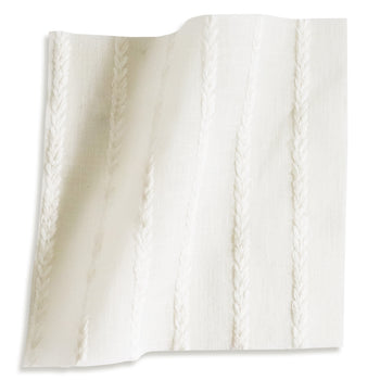 sheer natural white with white embroidered stripes fabric swatch