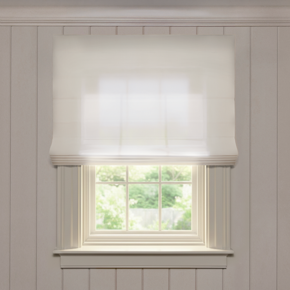  flour custom white sheer roman shade: flour sheer | pepper homeon white background