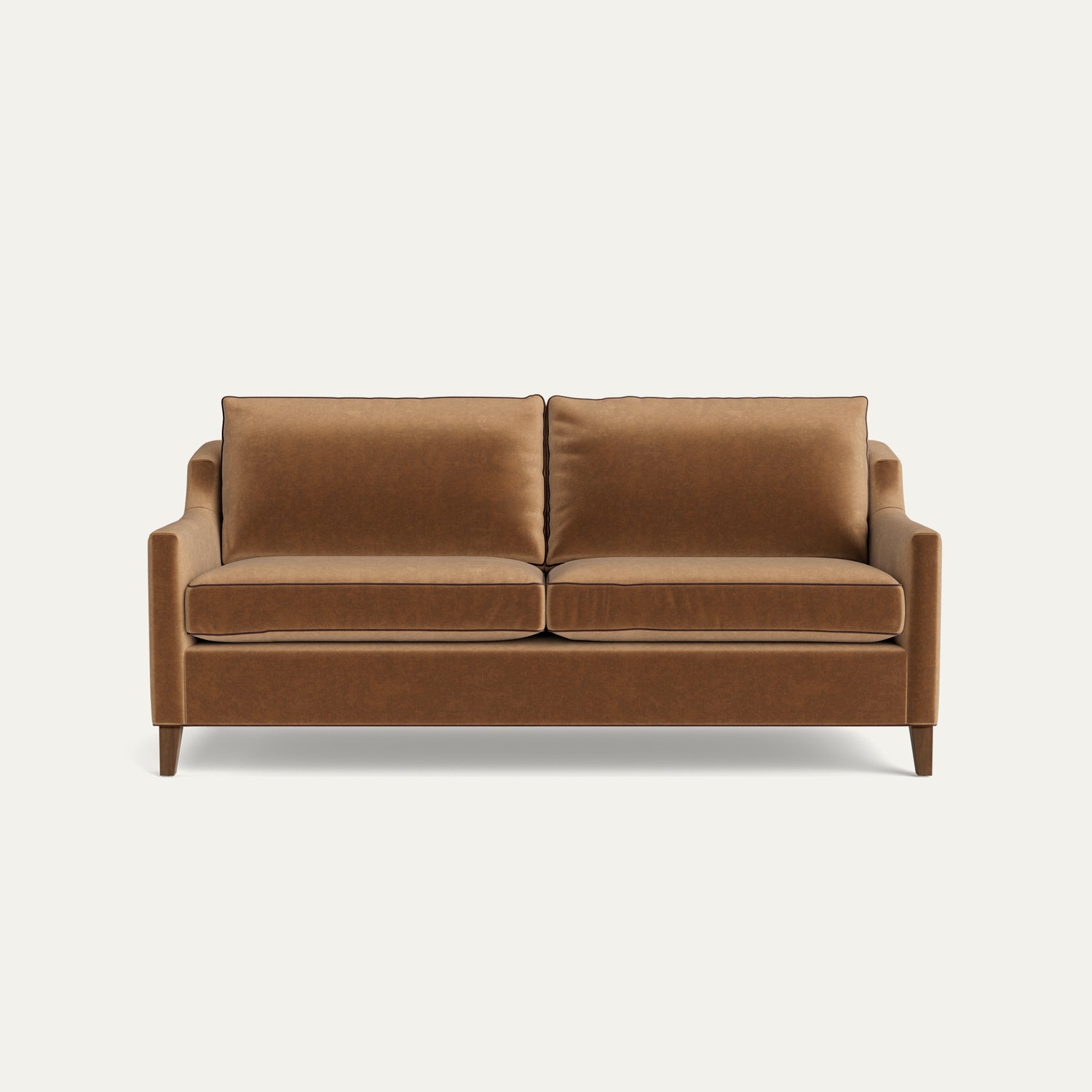 FEATURED: Shown in 75" / Tobacco Legs / Walnut Velvet Welt