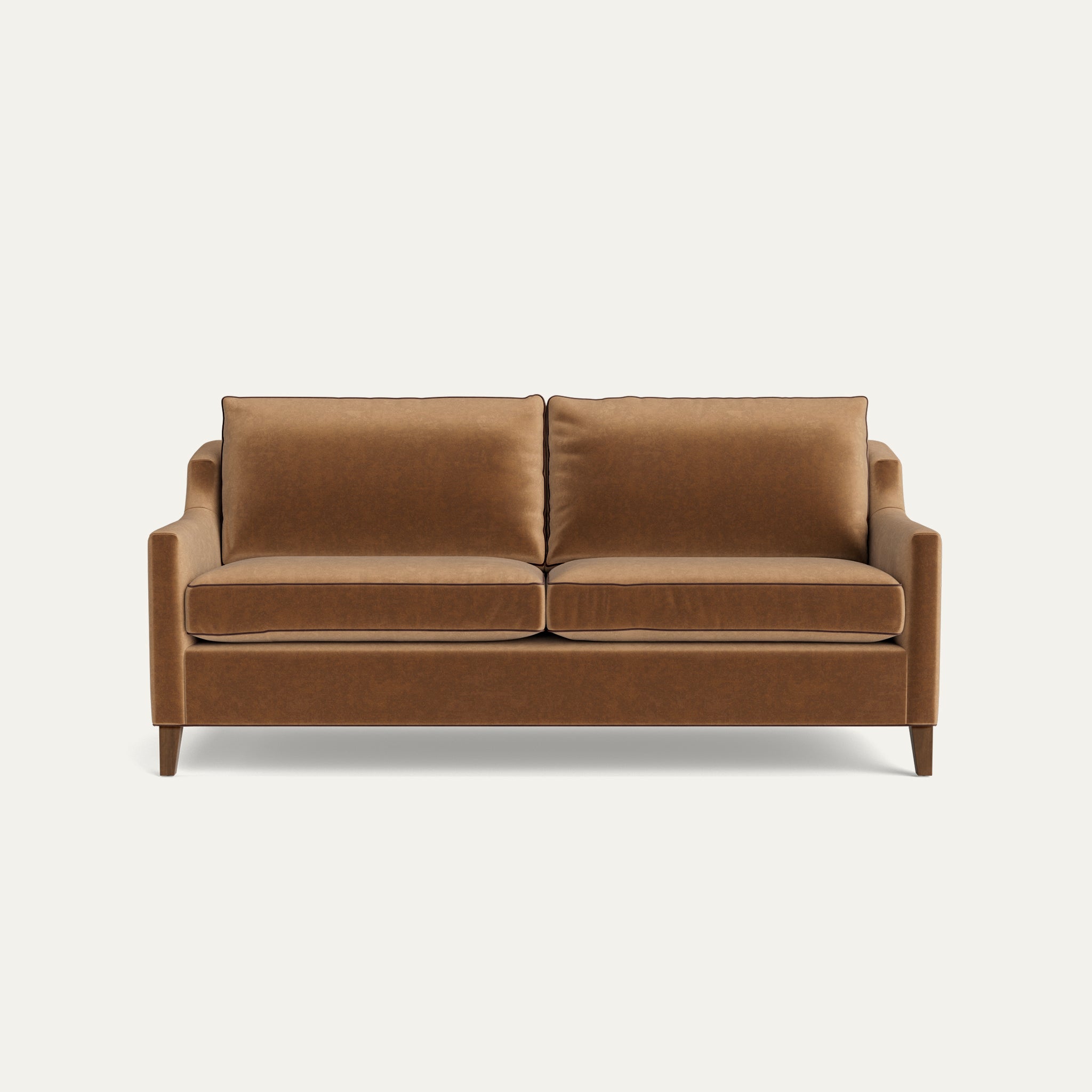 FEATURED: Shown in 75" / Tobacco Legs / Walnut Velvet Welt