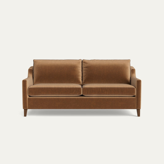 FEATURED: Shown in 75" / Tobacco Legs / Walnut Velvet Welt