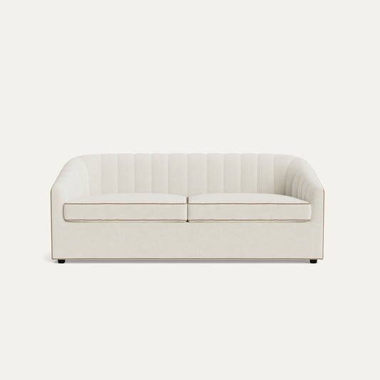 FEATURED: Shown in 85" / Cushion Seat / Channeled / Honey Velvet Welt